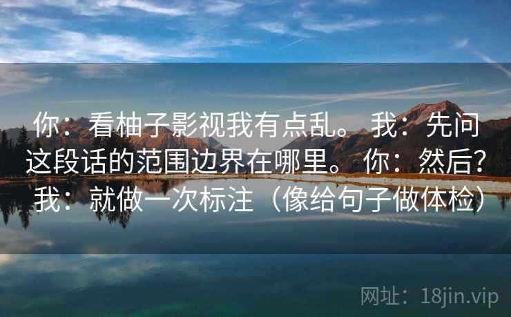 你：看柚子影视我有点乱。 我：先问这段话的范围边界在哪里。 你：然后？ 我：就做一次标注（像给句子做体检）